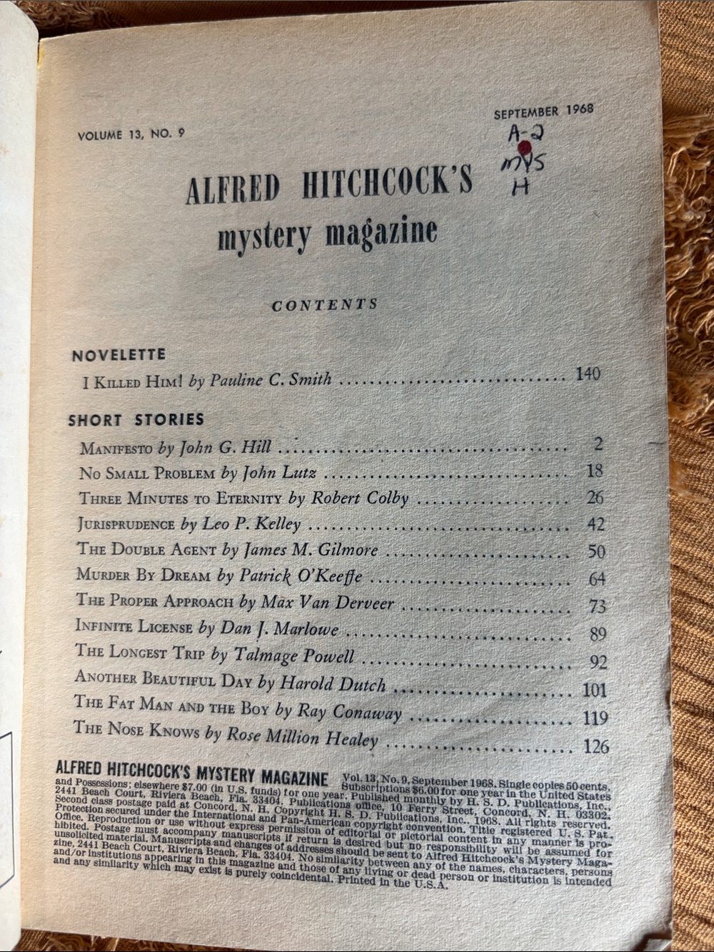 Vintage Alfred Hitchcock's Mystery Magazine Sept 1968 Vol 13 No 9 Digest - Picture 5 of 6